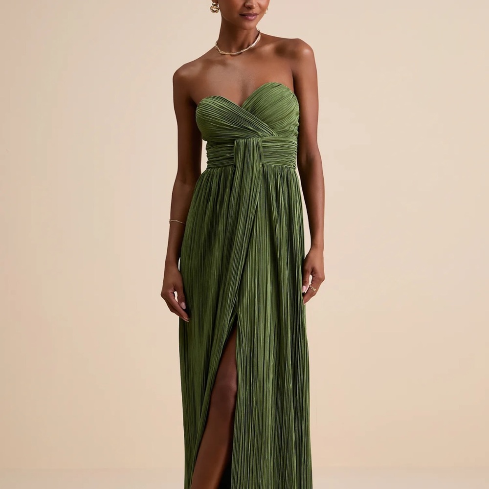 Elegant Green Strapless Evening Dress - Lulu’s Size L
